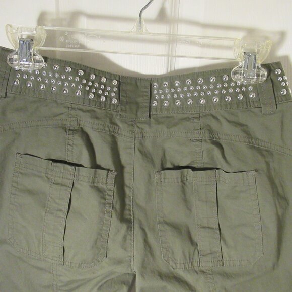 INC Studded Cargo Capris Ruched Leg Pants International Concepts Green Sz 0 - Picture 9 of 12